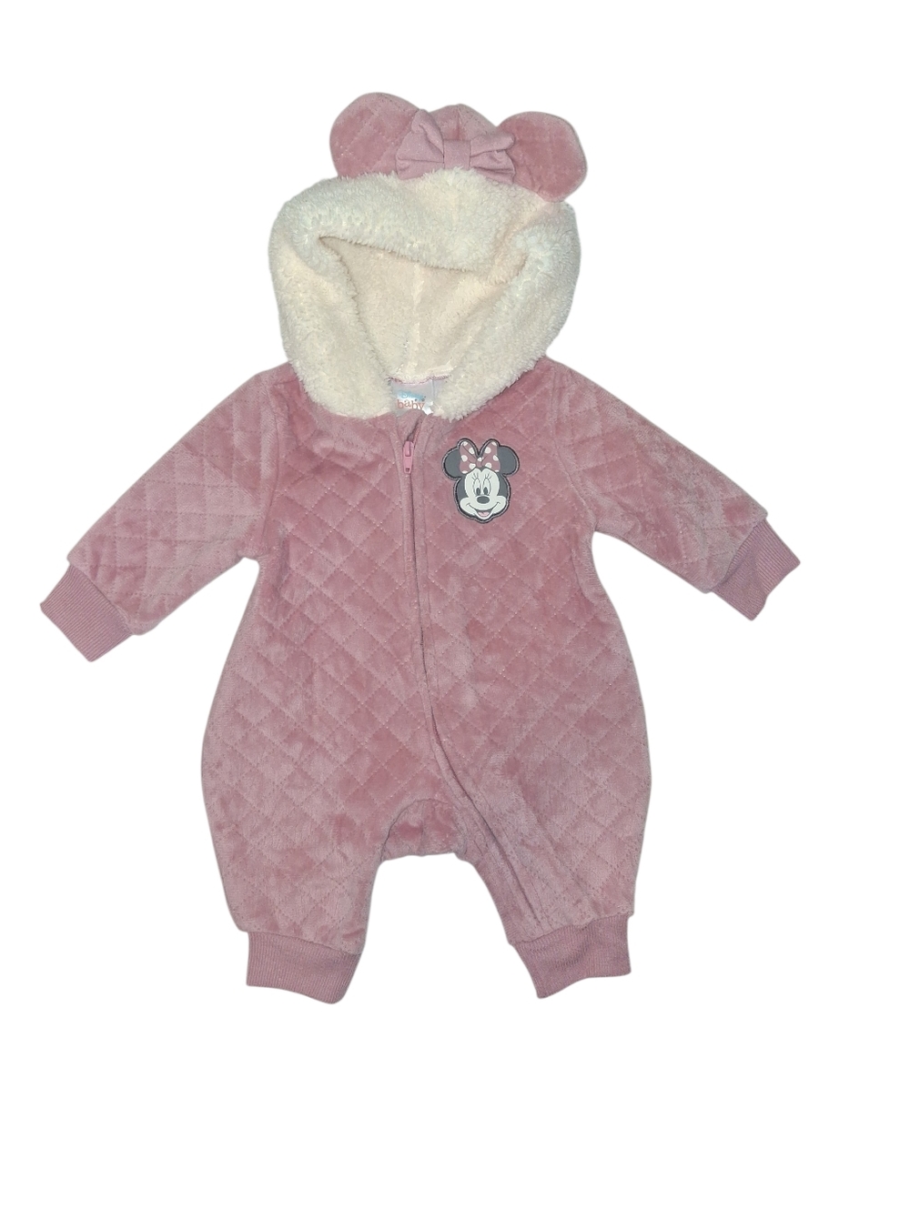 Minnie Mouse Pink Quilted Plush Hooded One-Piece